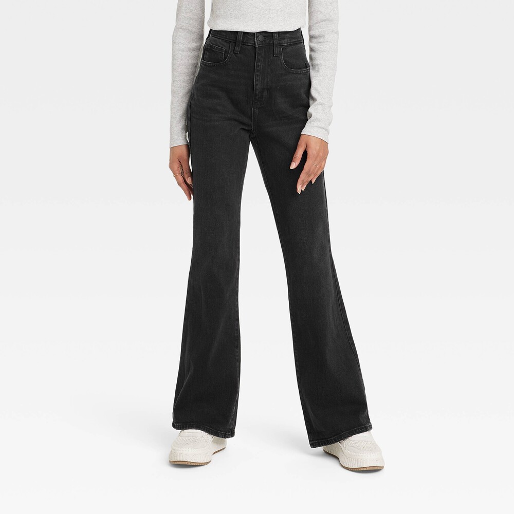 Universal Thread Women's High-Rise Flare Jeans Black Wash Size 12 LONG NWT